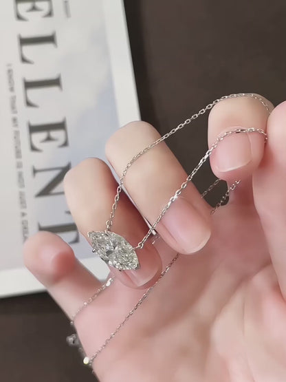 3.12 ct Celestial Adjustable Marquise-Cut Lab-Grown Diamond Necklace in PT950 Platinum video