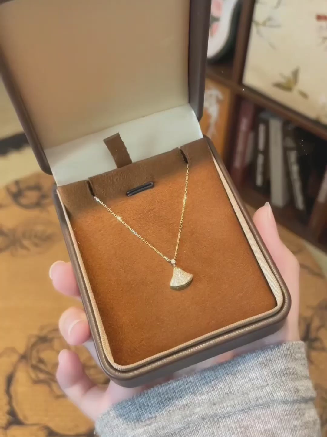 0.19 ctw Pavé Round-Cut Lab-Grown Diamond Necklace in 18K Yellow Gold video