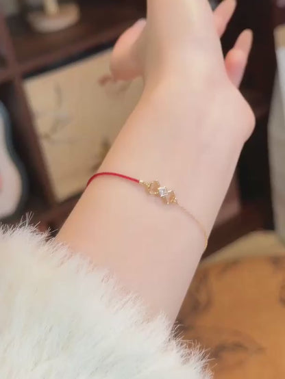 0.19 ctw Bow Adjustable Princess-Cut Lab-Grown Diamond Bracelet in 18K Yellow Gold