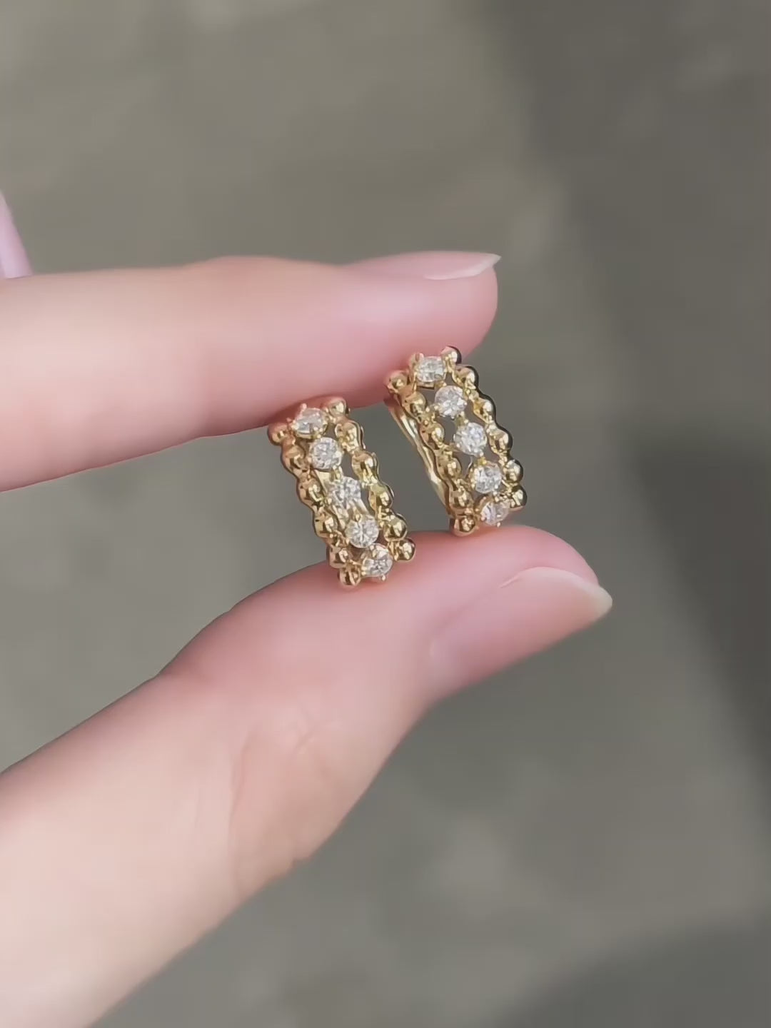 0.4 ctw Celestial Stackable Round-Cut Lab-Grown Diamond Earrings in 18K Yellow Gold