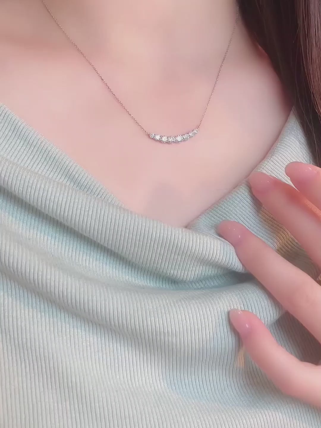 1.12 ctw Celestial Adjustable Round-Cut Lab-Grown Diamond Necklace in 18K White Gold – APYN0180-W video
