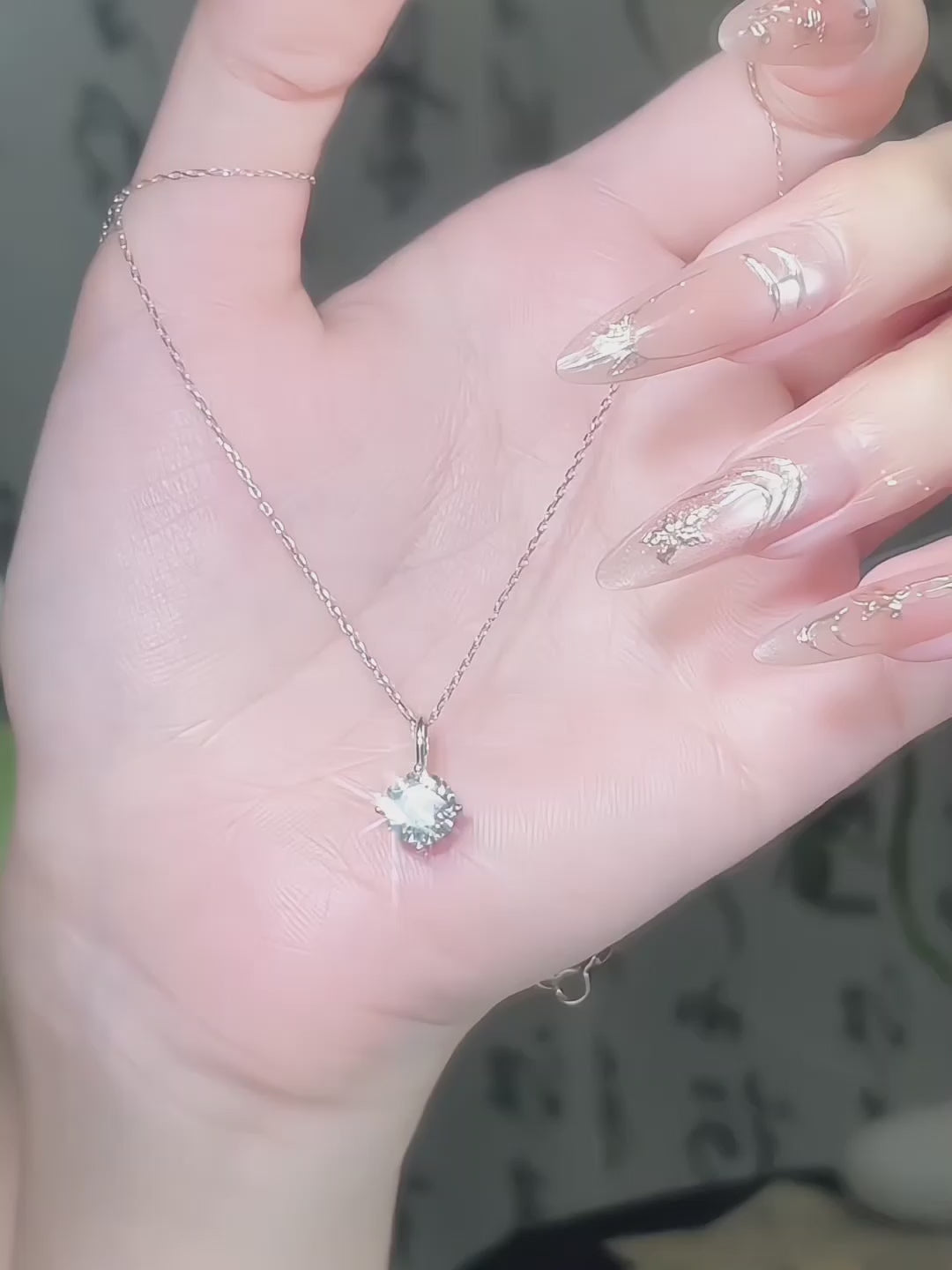 1.58 ct Four-Prong Princess-Cut Lab-Grown Diamond Necklace in 18K White Gold – APYN0103-W video