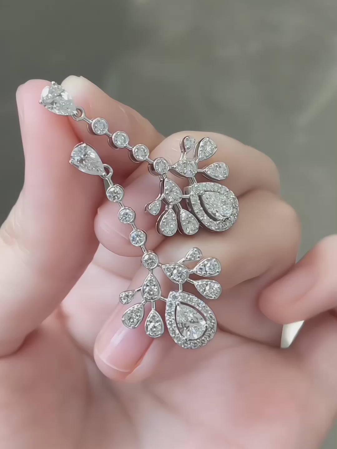 2.71 ctw Celestial Pear-Cut Lab-Grown Diamond Drop Earrings in PT950 Platinum