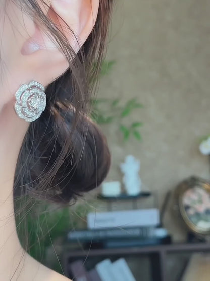 0.37 ctw Statement Round-Cut Lab-Grown Diamond Earrings in 18K White Gold