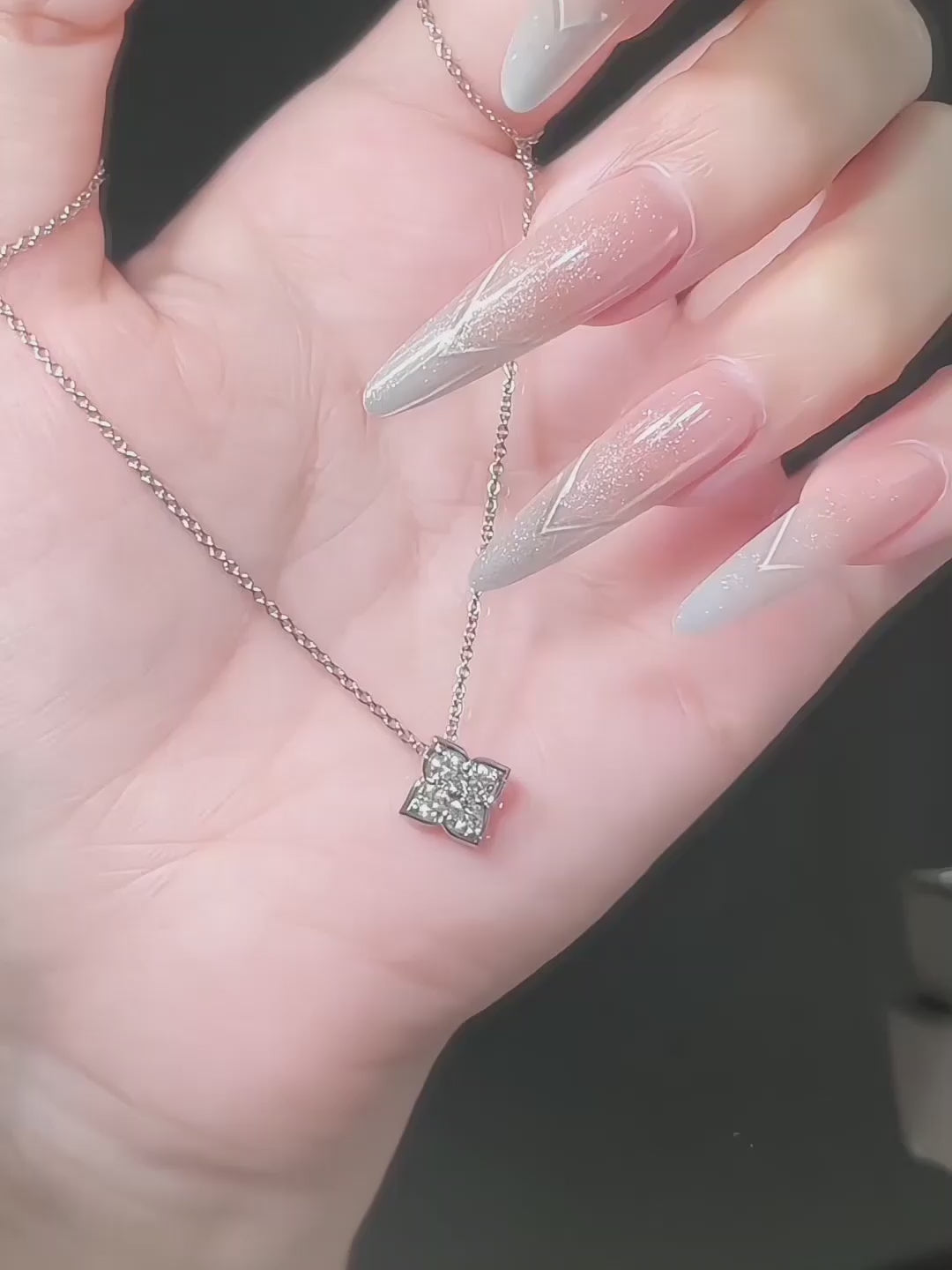 0.38 ctw Four-Leaf Clover Adjustable Round-Cut Lab-Grown Diamond Necklace in PT950 Platinum video
