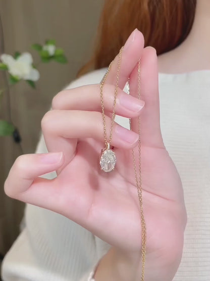 3.1 ct Minimalist Four-Prong Oval-Cut Lab-Grown Diamond Necklace in 18K Yellow Gold – APYN0158-Y video