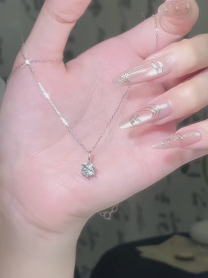 1 ct Minimalist Six-Prong Round-Cut Lab-Grown Diamond Necklace in 18K White Gold – APYN0102-W video