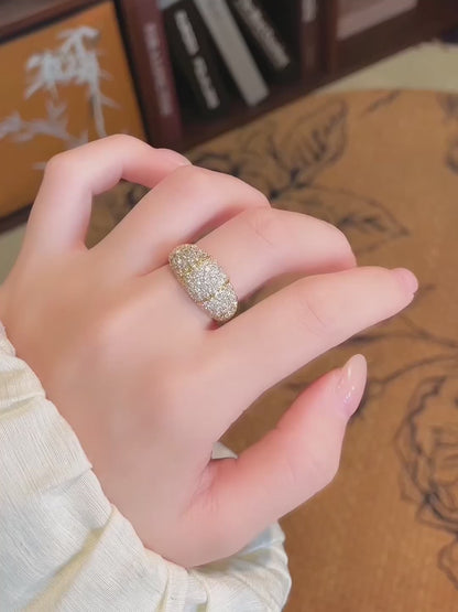 1.55 ctw Statement Pavé Round-Cut Lab-Grown Diamond Band in 18K Yellow Gold video