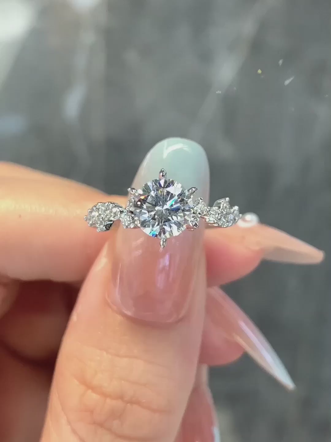 1.05 ct Celestial Round-Cut Lab-Grown Diamond Ring in 18K White Gold – APYFR0016-W video