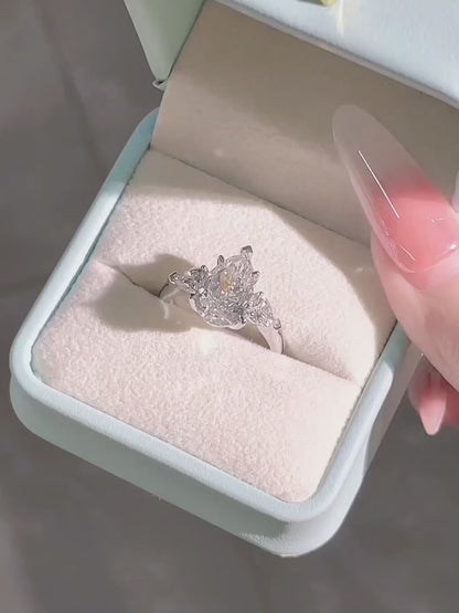 2.05 ct Pear-Cut Lab-Grown Diamond Three-Stone Ring in PT950 Platinum video