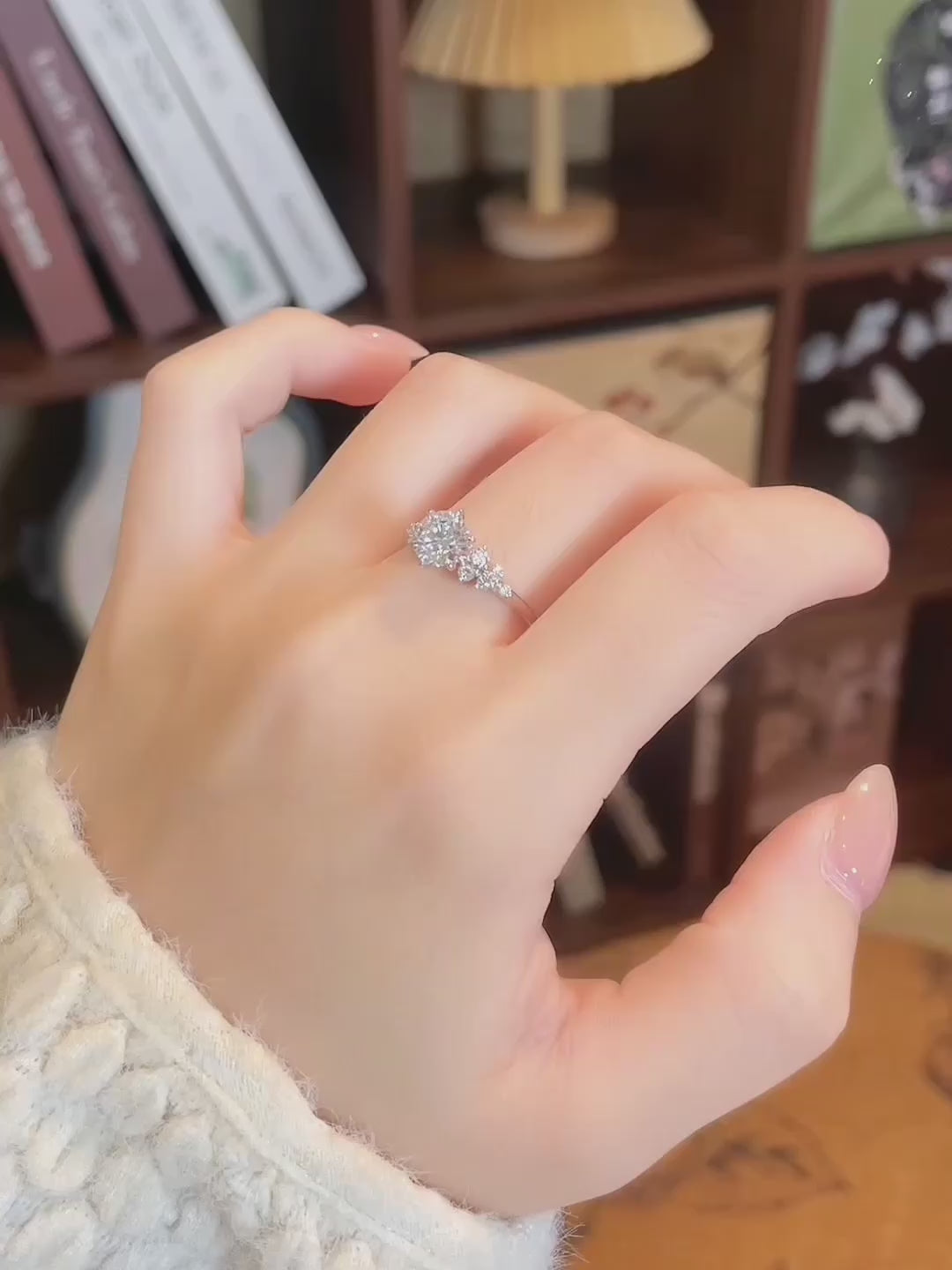 1.01 ct Cluster Round-Cut Lab-Grown Diamond Ring in 18K White Gold video