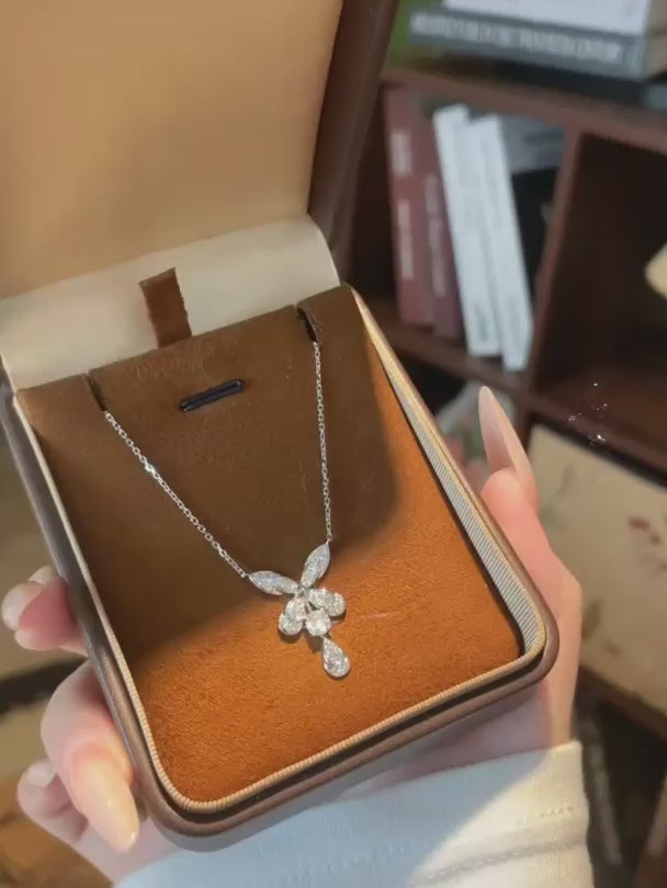 0.33 ct Butterfly Pavé Mixed-Cut Lab-Grown Diamond Necklace in 18K White Gold video