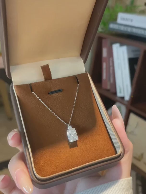 3 ct Vintage Adjustable Radiant-Cut Lab-Grown Diamond Necklace in 18K White Gold video