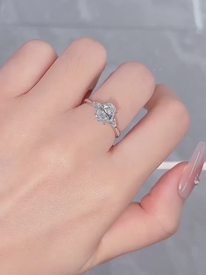 1.04 ct Oval-Cut Lab-Grown Diamond Three-Stone Ring in 18K White Gold – APYFR0008-W video