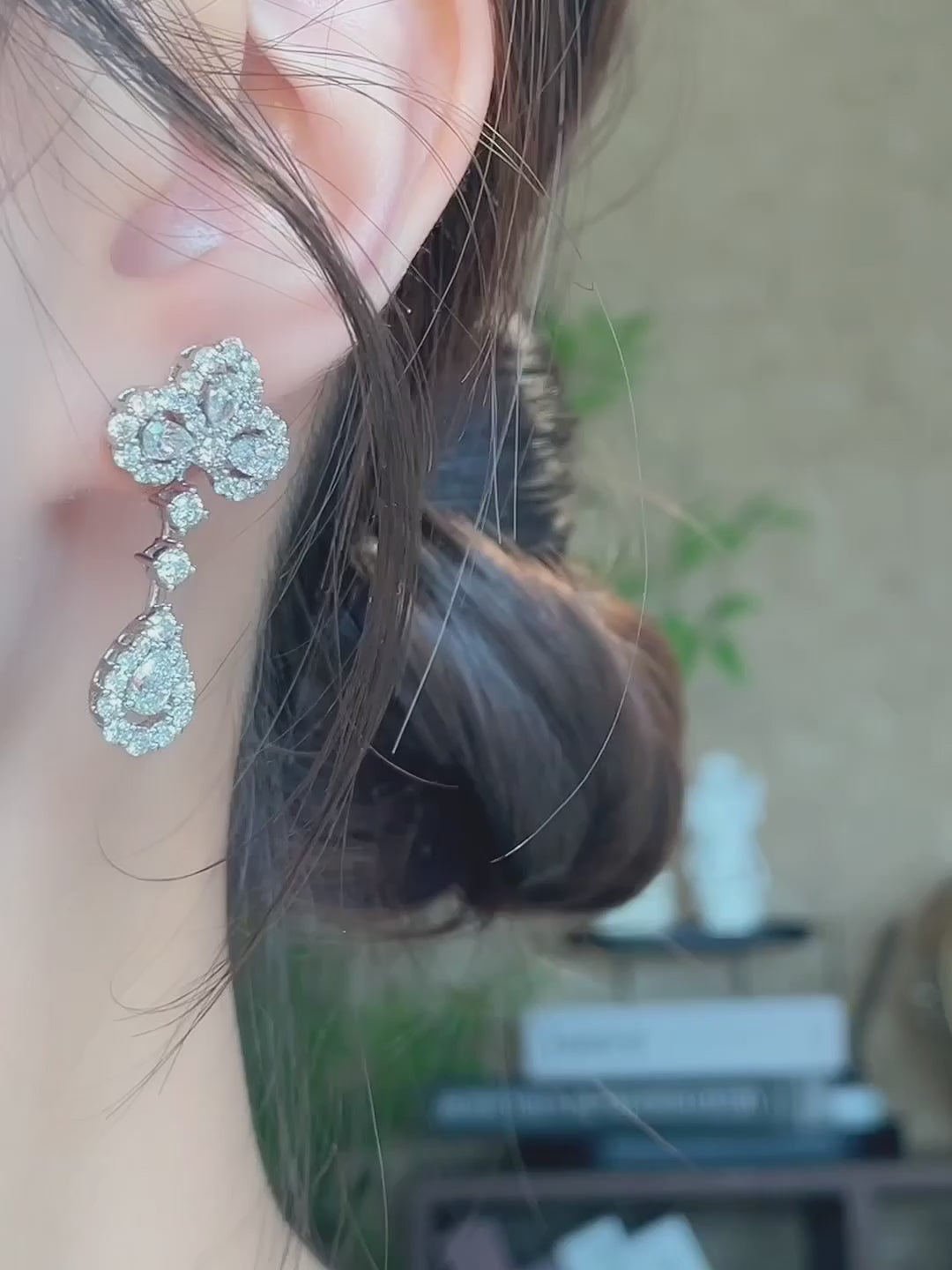 0.55 ctw Four-Leaf Clover Mixed-Cut Lab-Grown Diamond Drop Earrings in 18K White Gold