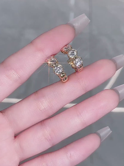 2.47 ctw Vintage Round-Cut Lab-Grown Diamond Earrings in 18K Yellow Gold
