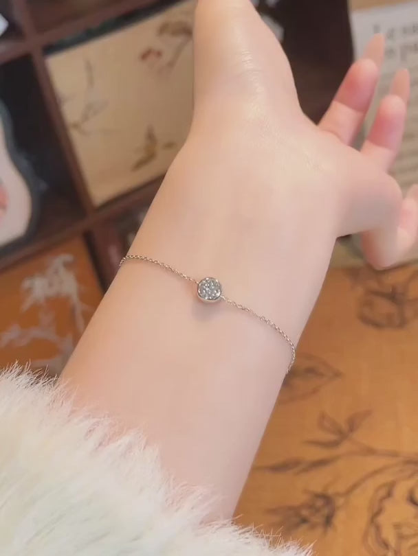 0.53 ctw Minimalist Adjustable Round-Cut Lab-Grown Diamond Bracelet in 18K White Gold