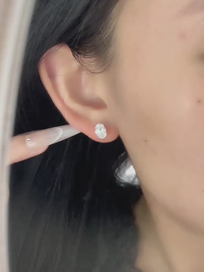 2.05 ctw Minimalist Four-Prong Oval-Cut Lab-Grown Diamond Earrings in PT950 Platinum
