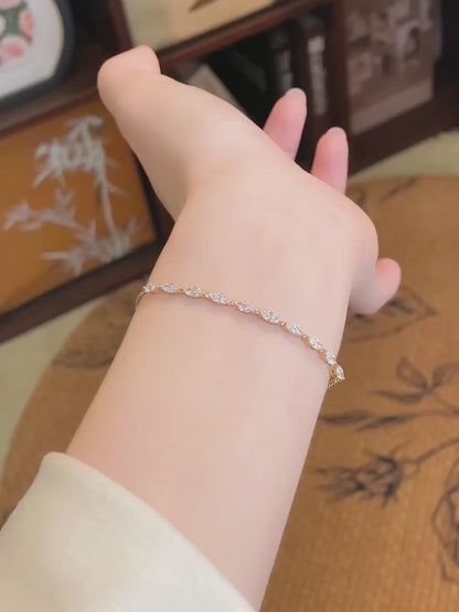 1.49 ctw Minimalist Marquise-Cut Lab-Grown Diamond Bracelet in 18K Yellow Gold