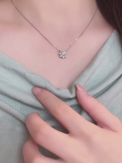 0.53 ct Floral Round-Cut Lab-Grown Diamond Necklace in PT950 Platinum – APYN0160-PT video