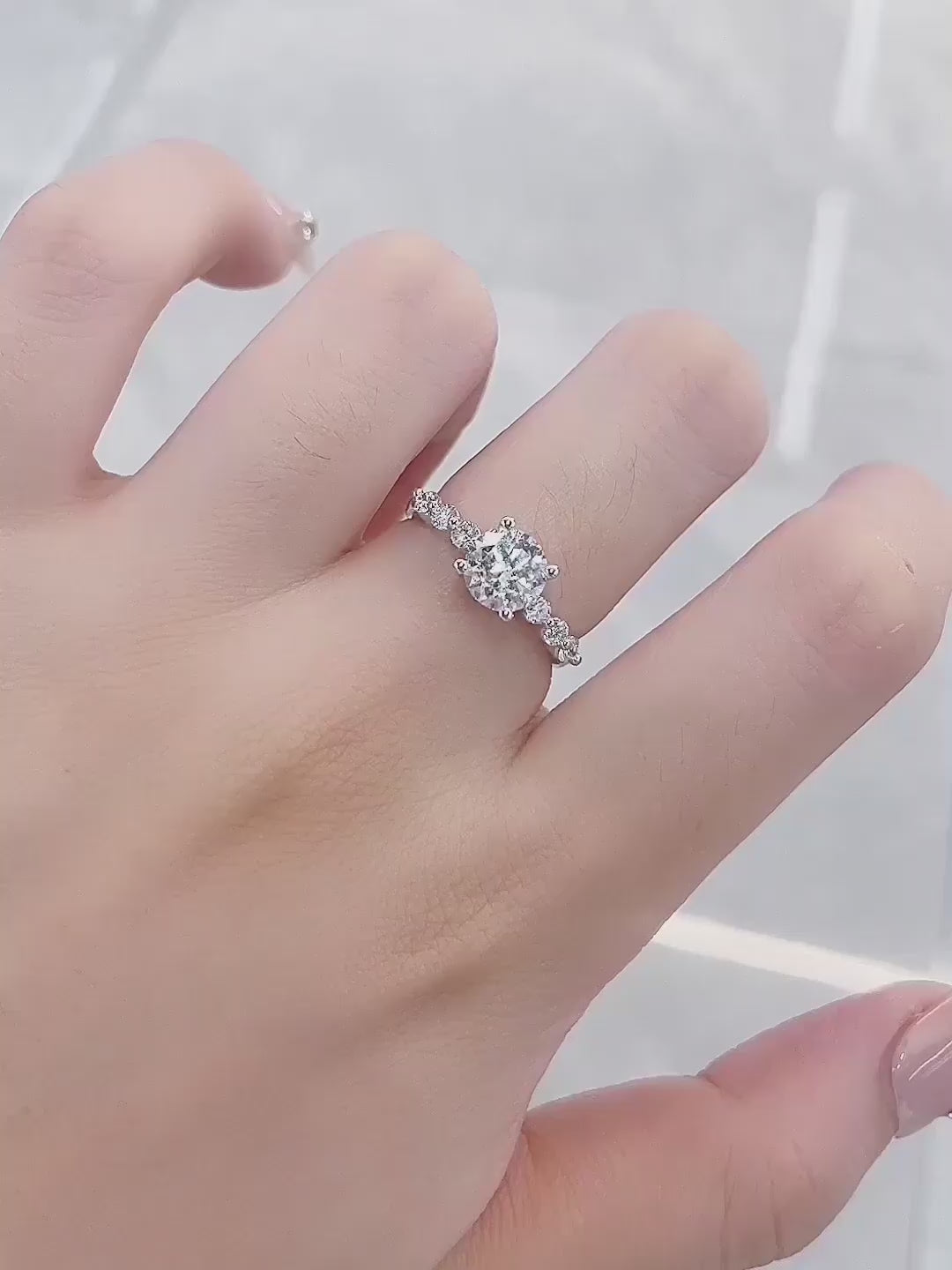 1.08 ct Celestial Four-Prong Round-Cut Lab-Grown Diamond Ring in PT950 Platinum – APYFR0049-PT video