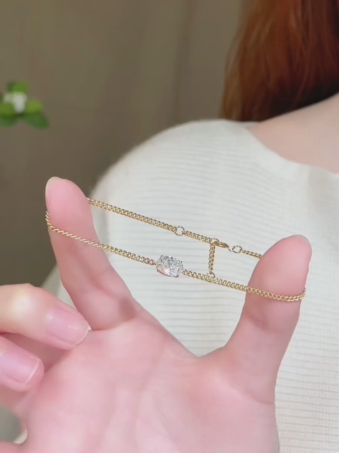 1.02 ctw Minimalist Four-Prong Oval-Cut Lab-Grown Diamond Bracelet in 18K Yellow Gold
