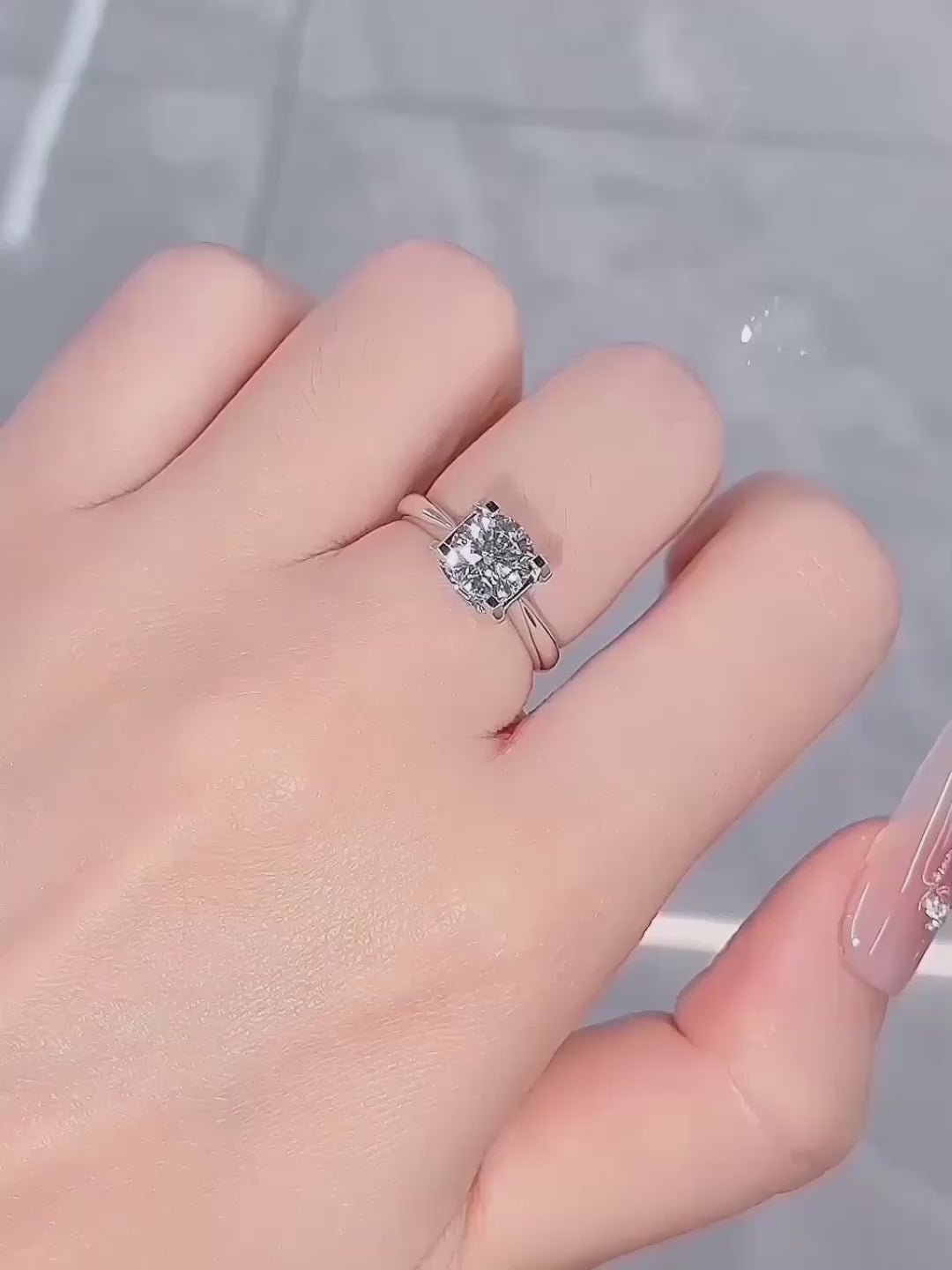1.11 ct Minimalist Princess-Cut Lab-Grown Diamond Ring in PT950 Platinum – APYFR0105-PT video