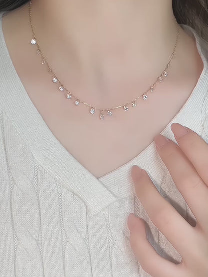 0.32 ct Adjustable Pear-Cut Lab-Grown Diamond Necklace in 18K Yellow Gold video