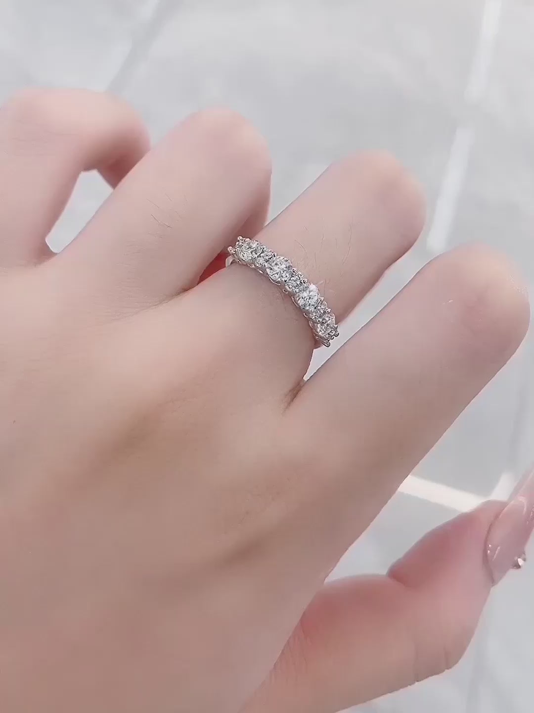 0.79 ctw Minimalist Round-Cut Lab-Grown Diamond Band in PT950 Platinum – APYFR0092-PT video