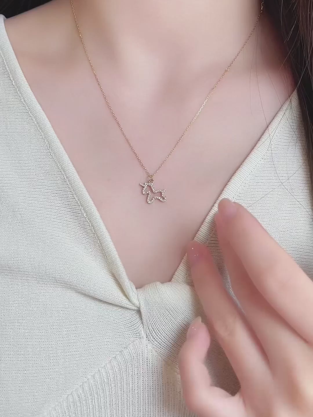 0.15 ctw Adjustable Round-Cut Lab-Grown Diamond Necklace in 18K Yellow Gold – APYN0226-Y video