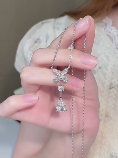 3.08 ct Butterfly Adjustable Pear-Cut Lab-Grown Diamond Necklace in PT950 Platinum video
