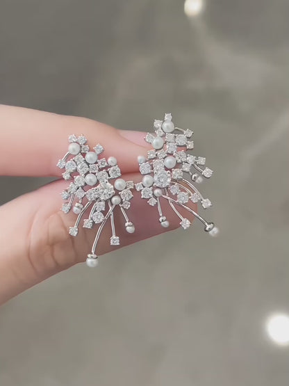 2.14 ctw Floral Mixed-Cut Lab-Grown Diamond Earrings in PT950 Platinum