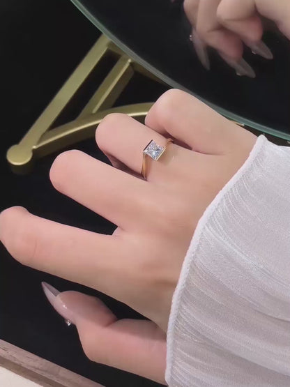 1.01 ct Minimalist Princess-Cut Lab-Grown Diamond Ring in 18K Yellow Gold – APYFR0107-Y video