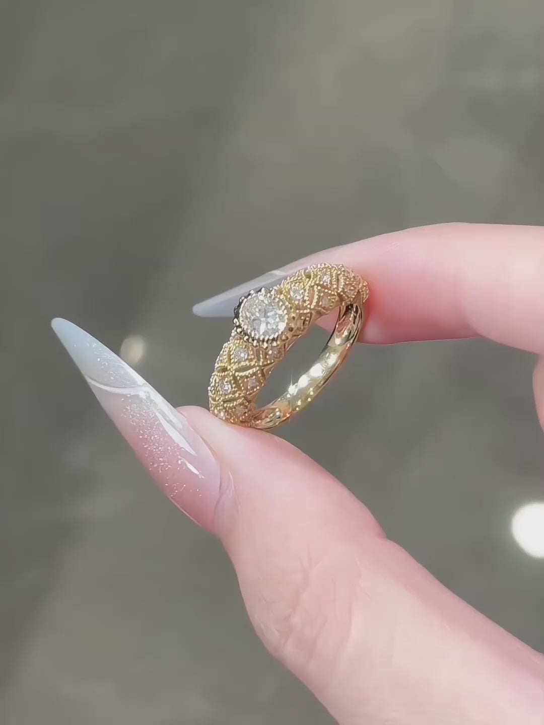 0.33 ct Celestial Oval-Cut Lab-Grown Diamond Ring in 18K Yellow Gold – APYFR0170-Y video