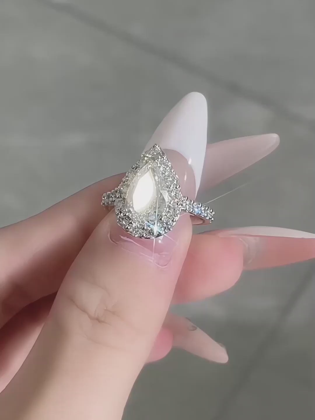 2.03 ct Three-Prong Pear-Cut Lab-Grown Diamond Ring in 18K White Gold video