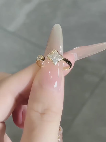 0.92 ct Celestial Princess-Cut Lab-Grown Diamond Open Ring in 18K Yellow Gold video