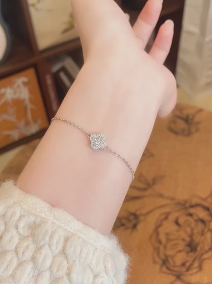 0.45 ctw Four-Leaf Clover Round-Cut Lab-Grown Diamond Bracelet in PT950 Platinum