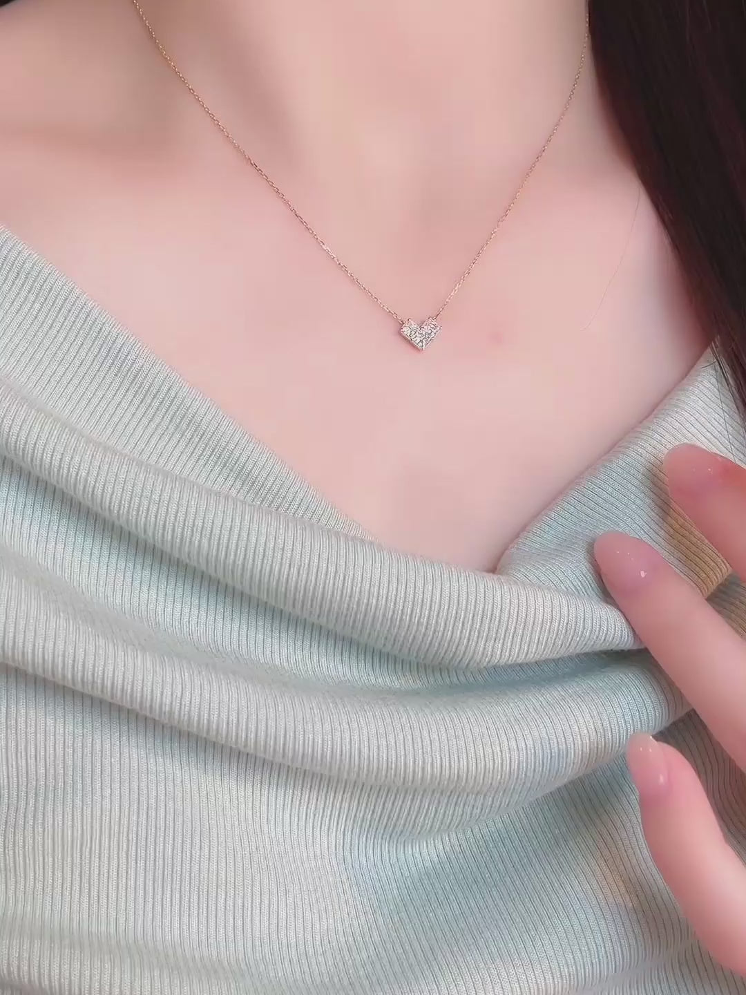 0.57 ctw Heart Three-Stone Princess-Cut Lab-Grown Diamond Necklace in 18K Yellow Gold video