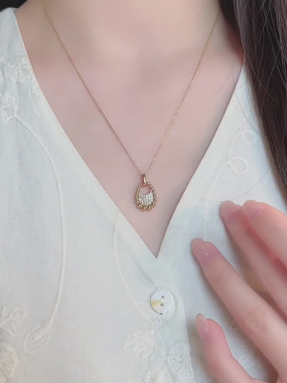 0.19 ctw Vintage Pavé Round-Cut Lab-Grown Diamond Necklace in 18K Yellow Gold video