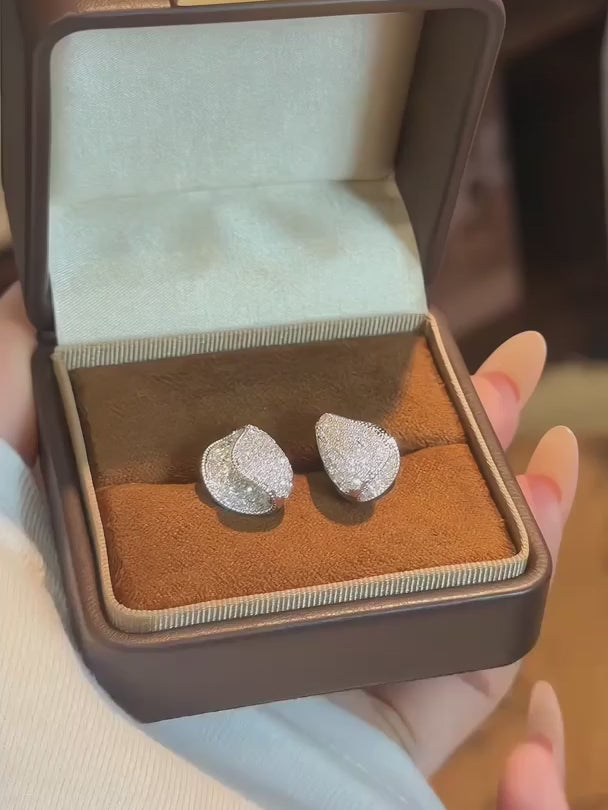 2.46 ctw Celestial Pavé Round-Cut Lab-Grown Diamond Stud Earrings in 18K White Gold