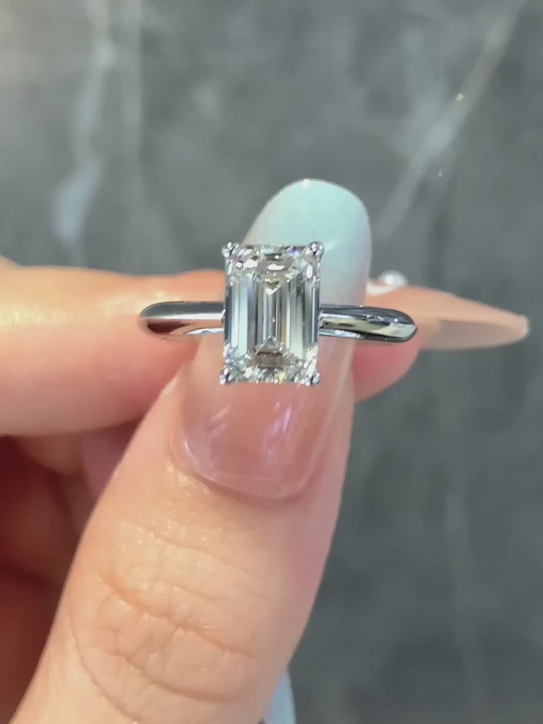 2.08 ct Vintage Emerald-Cut Lab-Grown Diamond Ring in PT950 Platinum video