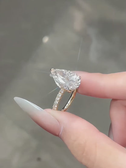 5.3 ct Celestial Pear-Cut Lab-Grown Diamond Ring in 18K Yellow Gold – APYFR0156-Y video