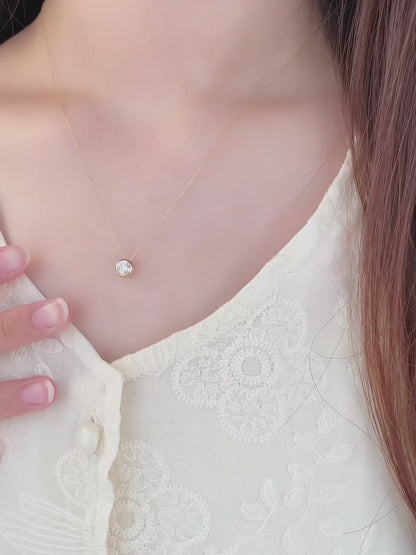 0.51 ct Minimalist Adjustable Round-Cut Lab-Grown Diamond Necklace in 18K Yellow Gold – APYN0041-Y video