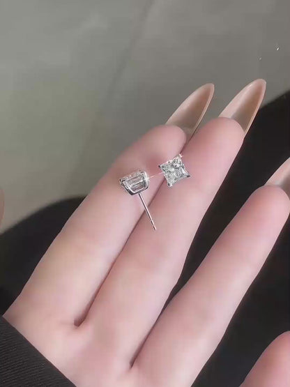 2.02 ctw Minimalist Four-Prong Princess-Cut Lab-Grown Diamond Stud Earrings in PT950 Platinum