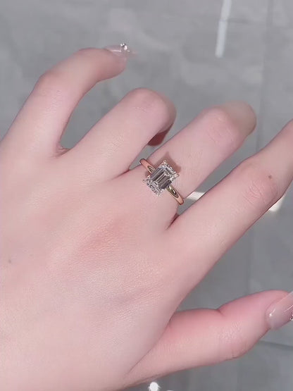 2.08 ct Minimalist Four-Prong Emerald-Cut Lab-Grown Diamond Ring in 18K Yellow Gold – APYFR0096-Y video
