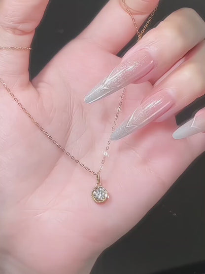 0.36 ct Minimalist Round-Cut Lab-Grown Diamond Necklace in 18K Yellow Gold – APYN0071-Y video