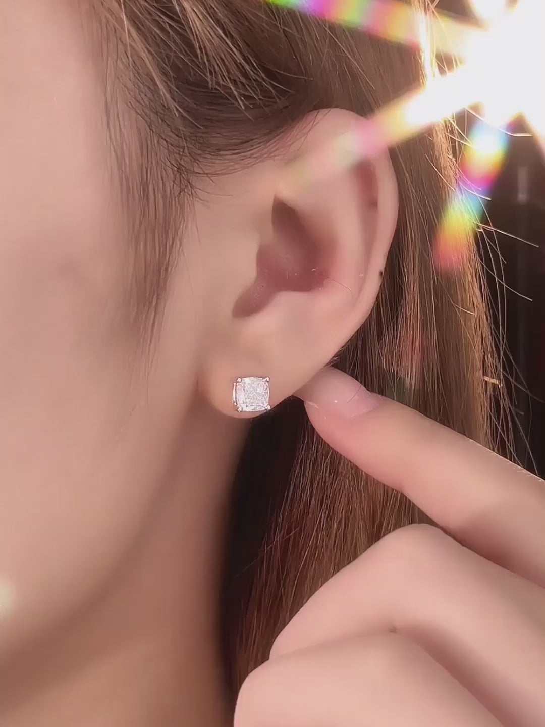 1.07 ctw Four-Prong Princess-Cut Lab-Grown Diamond Stud Earrings in PT950 Platinum