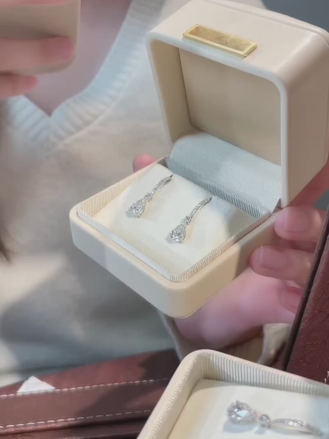 Minimalist Pear-Cut Lab-Grown Diamond Drop Earrings in PT950 Platinum video