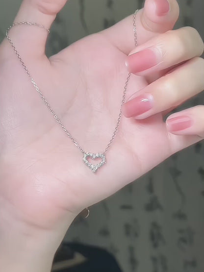 0.3 ctw Celestial Adjustable Heart-Cut Lab-Grown Diamond Necklace in 925 Sterling Silver video
