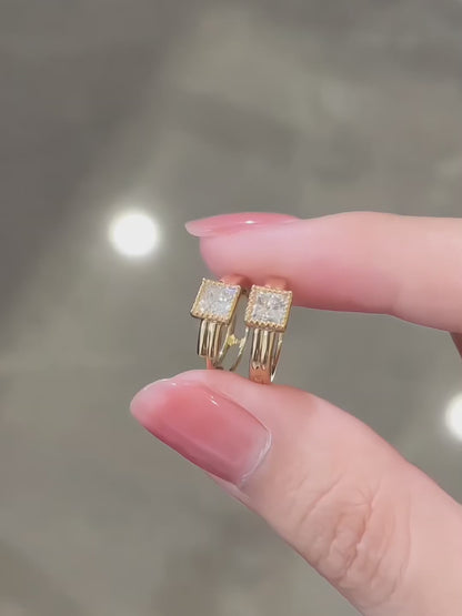 0.52 ctw Princess-Cut Lab-Grown Diamond Earrings in 18K Yellow Gold